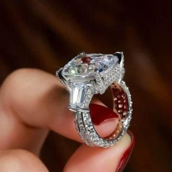 🍂  Princess Cut 4A CZ Micro Moissanite Ring for Women, FB16FA1096 - Picture 3 of 5